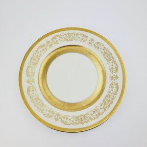 Vintage Royal Bayreuth Gold Encrusted Dinner Plate Floral Scroll Hollywood Glam